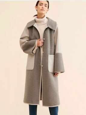 baum und pferdgarten sz 44 Dea shearling overcoat fleece body faux leather panel